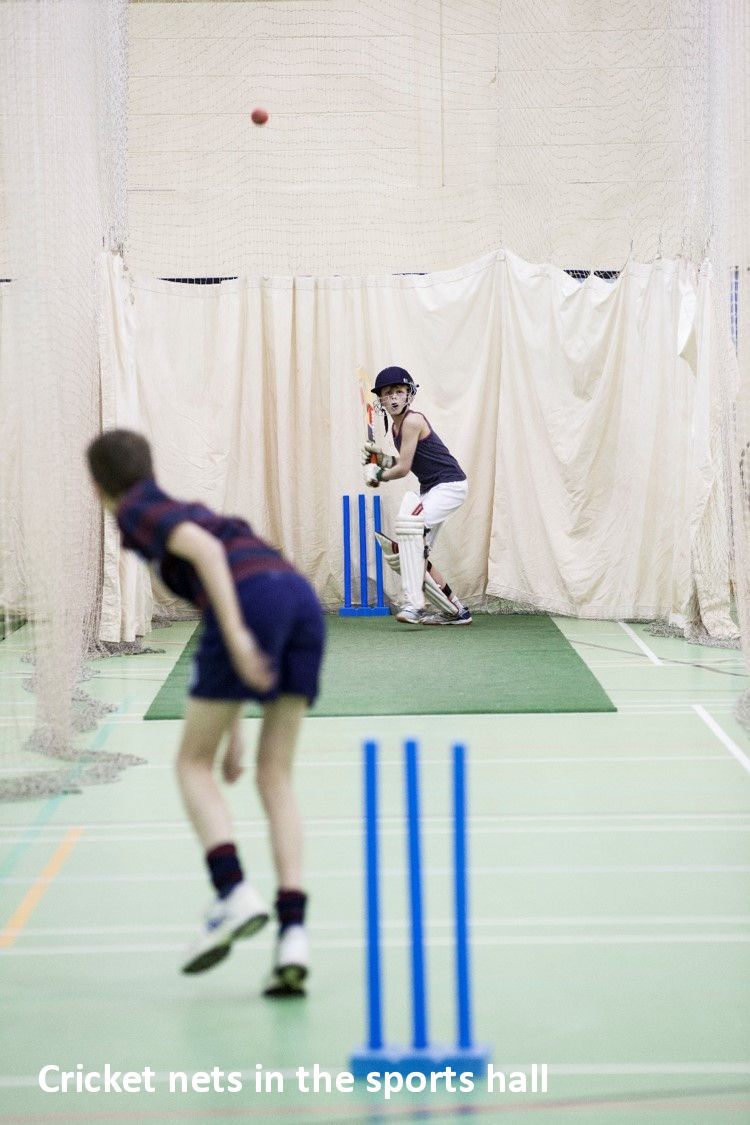 Cricket nets in the sports hall